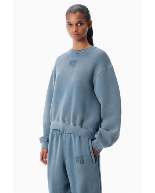 Alexander Wang Blue Logo Puff Print Sweatshirt