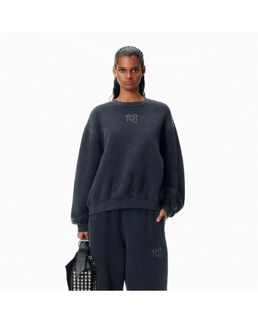 Alexander Wang Blue Crystal Hotfix Logo Sweatshirt