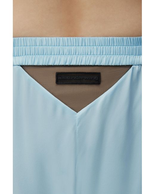 Alexander Wang Blue Logo Cutout Boxer-style Pant In Silk