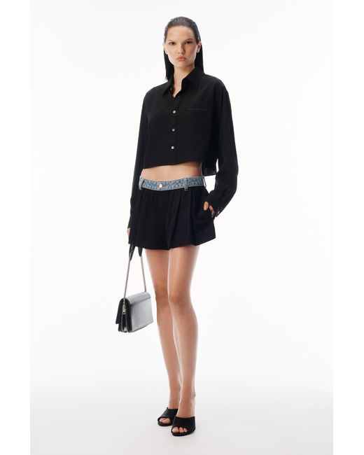 Alexander Wang Black Cropped Button-Down Shirt