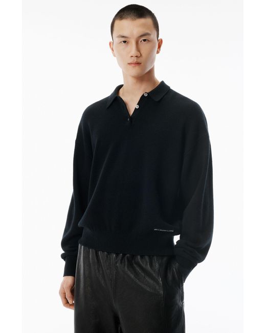 Alexander Wang Blue Wool-Blend Henley Pullover