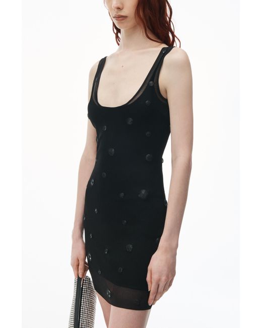 Alexander Wang Black Sheer Stretch Tank Dress With Engineered Trapped Gems