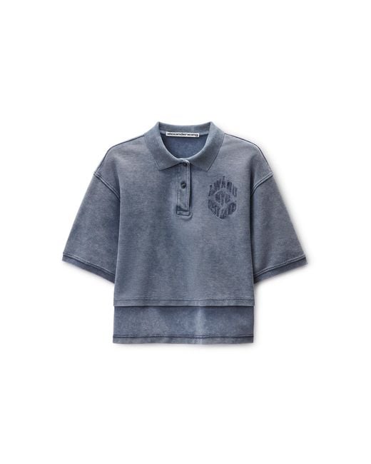 Alexander Wang Blue Cropped Oversized Polo