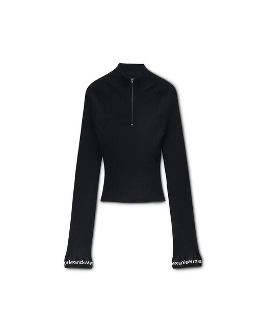 Alexander Wang Blue Long-Sleeve Ruffle-Hem Turtleneck