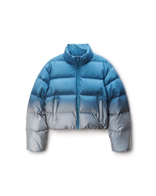 Alexander Wang Blue Reflective Cropped Puffer