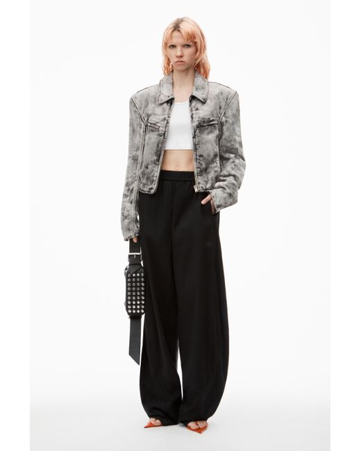 Alexander Wang Black Piped Track Pants In Cotton Twill