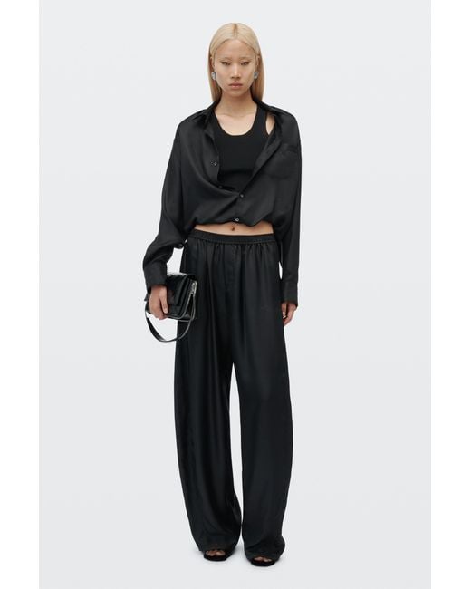 Alexander Wang Black Silk Mid-Rise Track Pant