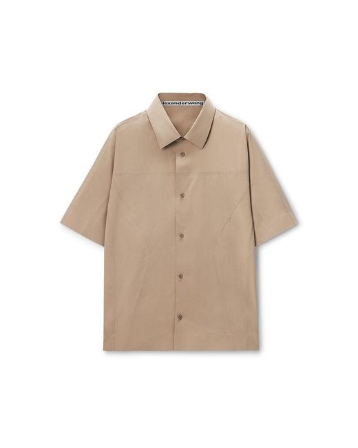 Alexander Wang Brown Perforated Logo Short Sleeve Shirt
