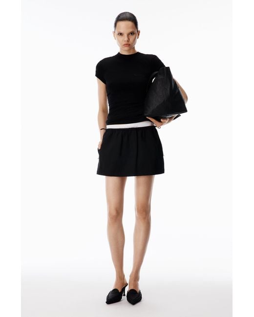 Alexander Wang Black Mid-Rise Mini Logo Elastic Skirt