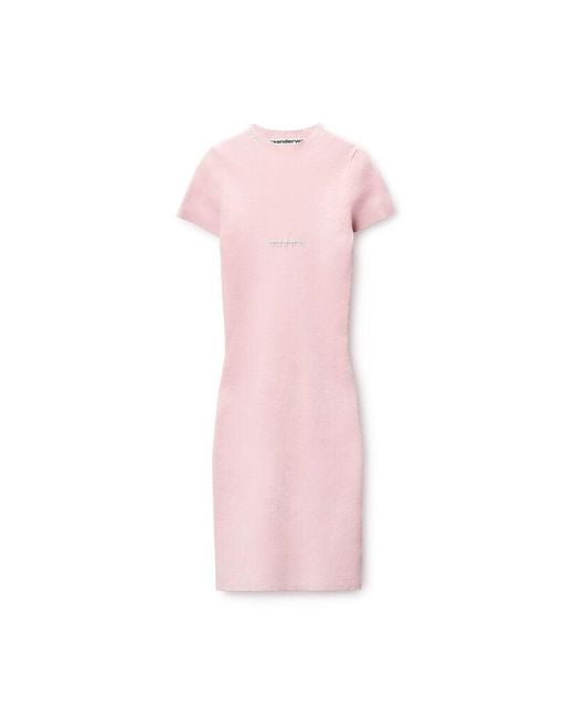 Alexander Wang Pink Knit Logo Mini Dress