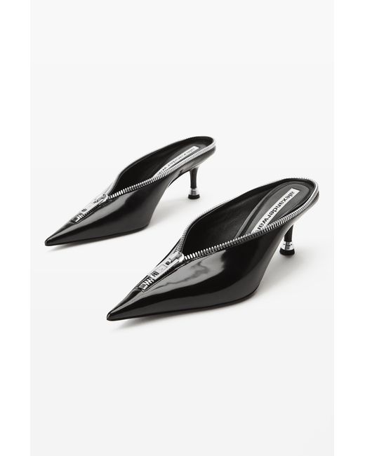 Alexander Wang Black Akila 65Mm Zip Closed Toe Mule