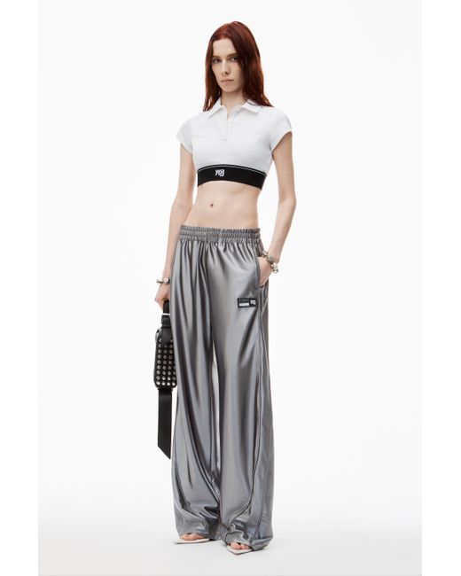 Alexander Wang White Logo Track Pant With Piping