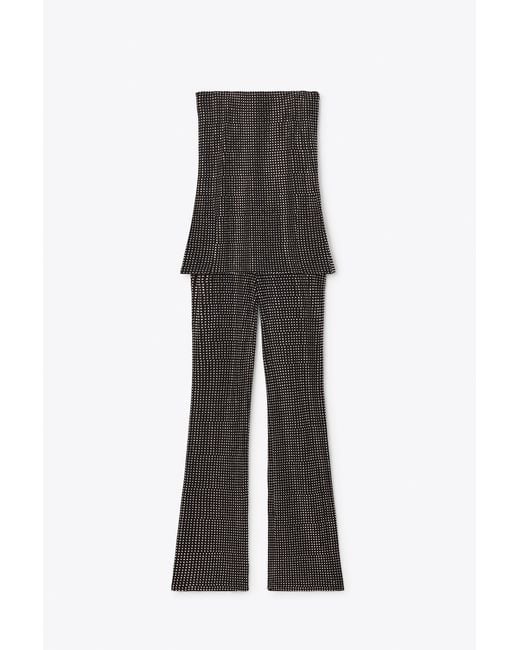 Alexander Wang Black Crystal Hotfix Strapless Corset Jumpsuit