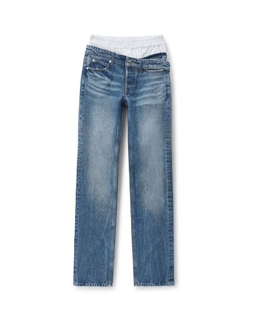 Alexander Wang Blue Boxer Drop Waistband Slim Jean