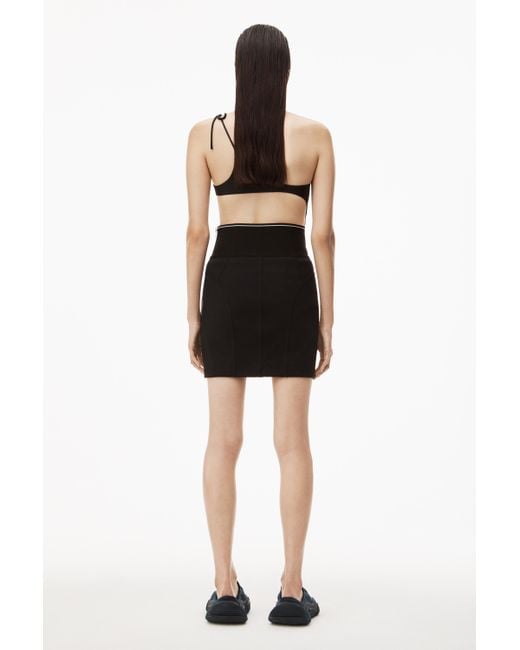 Alexander Wang Logo Elastic Mini Skirt In Ribbed Jersey in