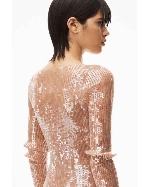 alexander wang sequin mini dress ALEXANDER WANG Sequined ribbed-knit mini dress