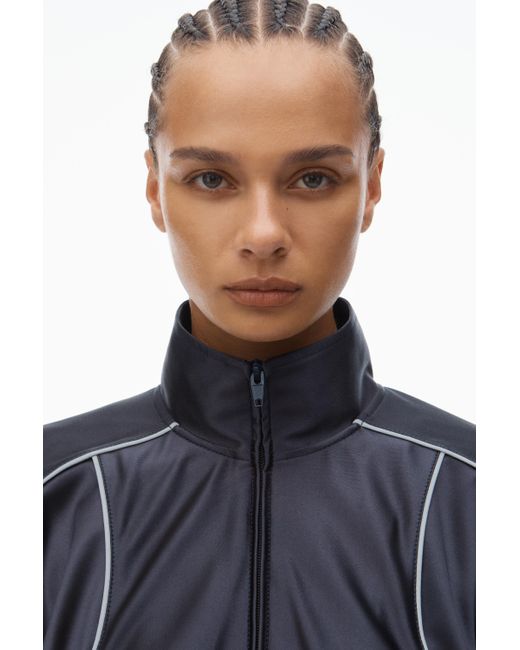 Alexander Wang Blue Deconstructed Track Jacket In Satin Faille Jersey