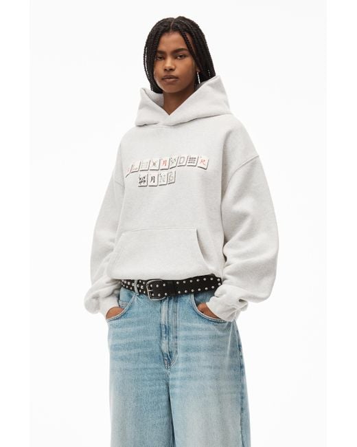 Alexander Wang White Mahjong Hoodie In Condensed Fleece