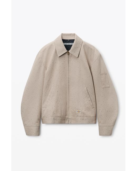 Alexander Wang White Crystal Hotfix Workwear-inspired Jacket