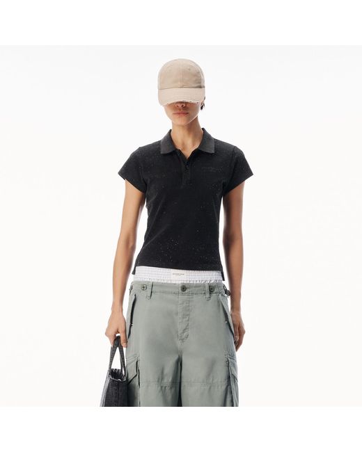 Alexander Wang Black Crystal Hotfix Polo