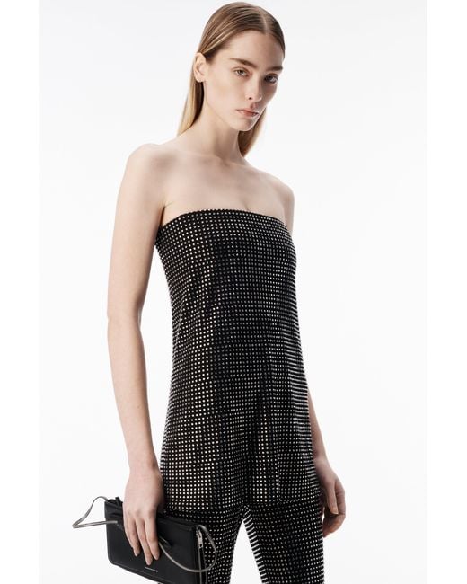 Alexander Wang Black Crystal Hotfix Strapless Corset Jumpsuit