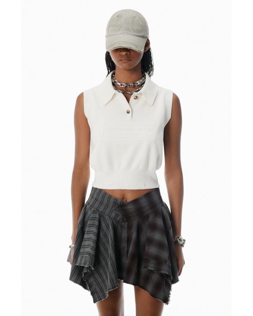 Alexander Wang White Ivory Cotton-blend Chenille Logo Polo