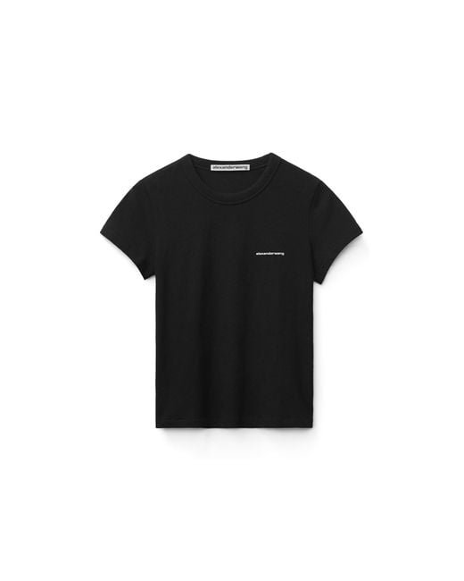 Alexander Wang Black Logo-Print Shrunken Jersey Tee