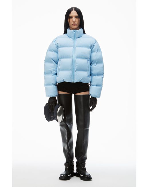 Alexander Wang Pink Jacquard Channel Cropped Puffer W/ Reflective Logo