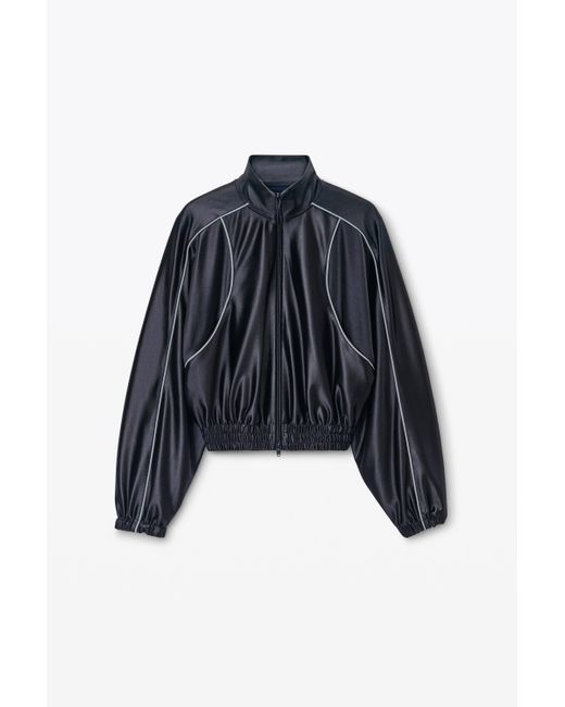 Alexander Wang Blue Deconstructed Track Jacket In Satin Faille Jersey