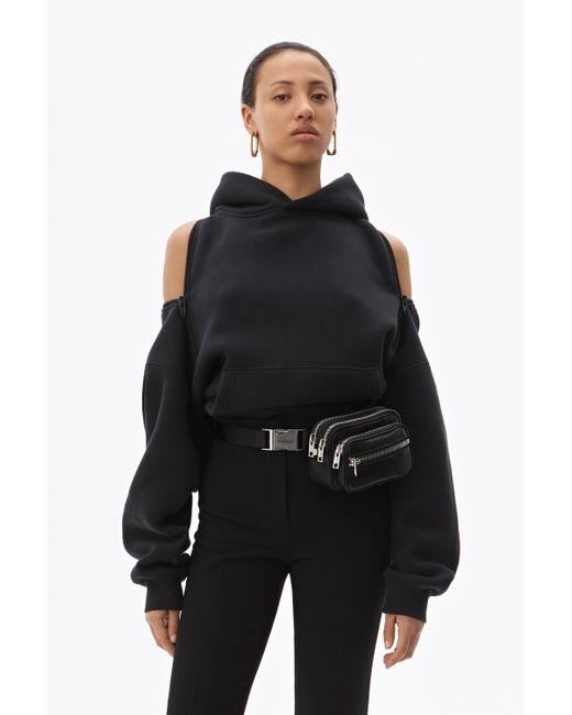 Alexander Wang Black Wash + Go Dense Fleece Zipper Hoodie