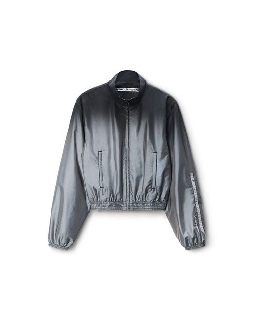 Alexander Wang Black Reflective Track Jacket Shrunken