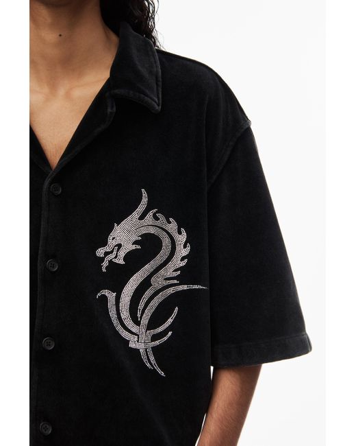 Alexander Wang Black Dragon Hotfix Shirt In Velour