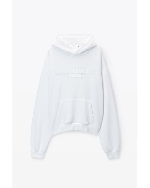 Alexander Wang White Oversize Unisex Logo Hoodie In Essential Terry