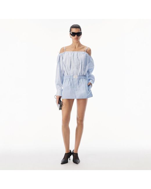 Alexander Wang Blue Off Shoulder Dress With Boxer Waist