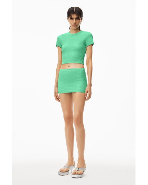 Alexander Wang Green Mini Skirt In Textured Jacquard Jersey