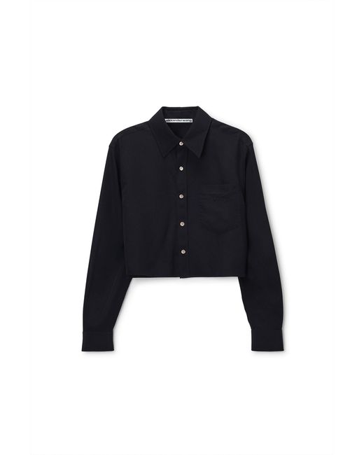 Alexander Wang Black Cropped Button-Down Shirt