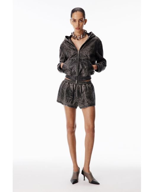 Alexander Wang Black Distressed Leather Short