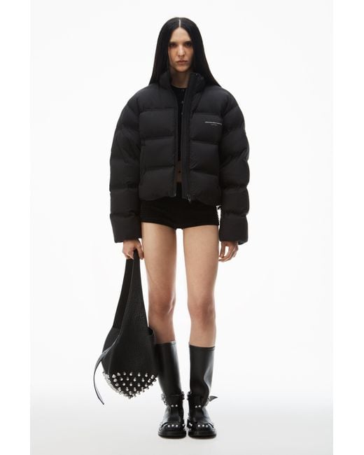 Alexander Wang Pink Jacquard Channel Cropped Puffer W/ Reflective Logo