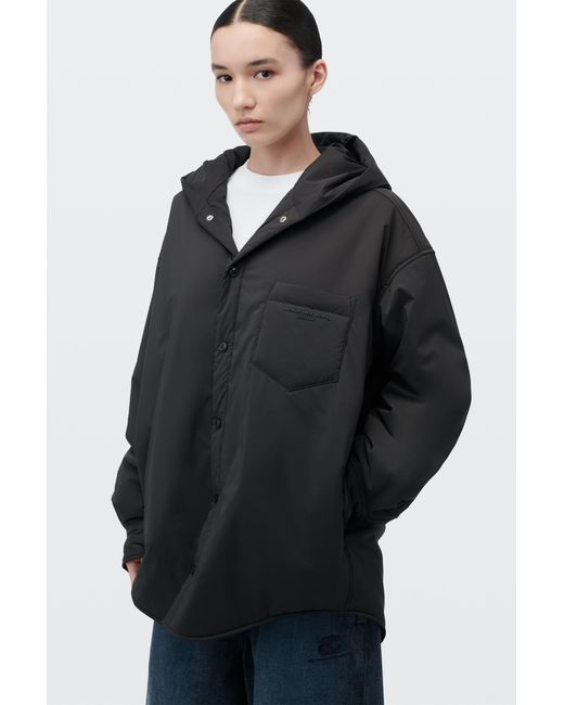 Alexander Wang Black Hooded Lightweight Puffer Shirt