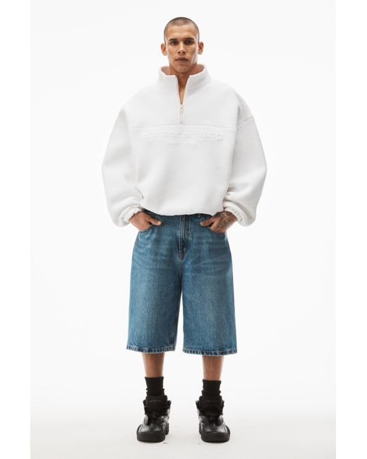 Alexander Wang Half Zip Sweatshirt In Towel Terry in White for Men