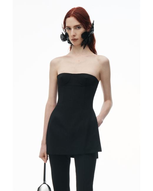 Alexander Wang Black Strapless Corset Top With Side Slits