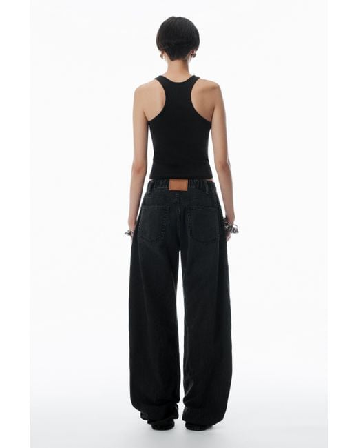 Alexander Wang Black Logo Embossed Ballon Jogger Pant In Cotton