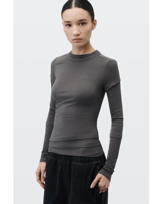 Alexander Wang Black Layered Ls Top