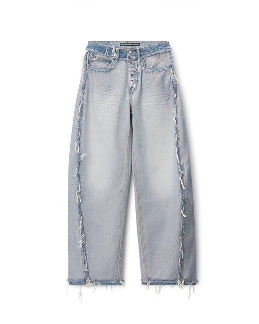 Alexander Wang Blue Mid-Rise Inverted Blow Up Jean With Embossed Logo