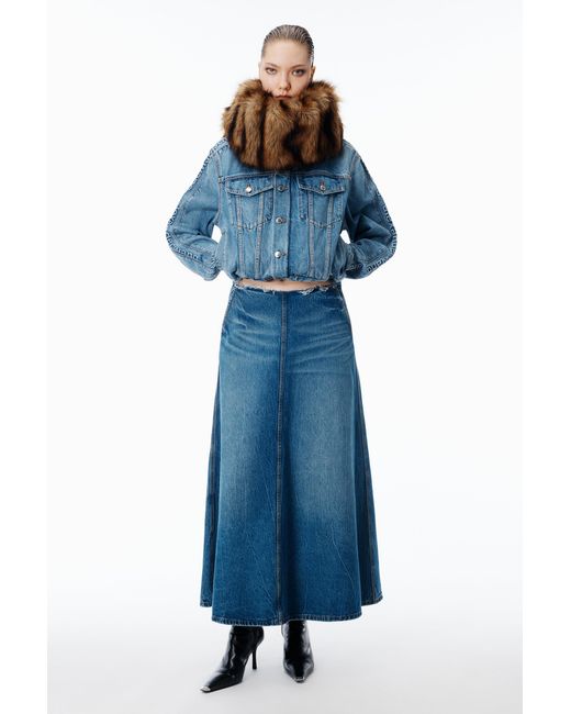 Alexander Wang Blue A-Line Denim Skirt Midi