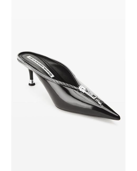 Alexander Wang Black Akila 65Mm Zip Closed Toe Mule