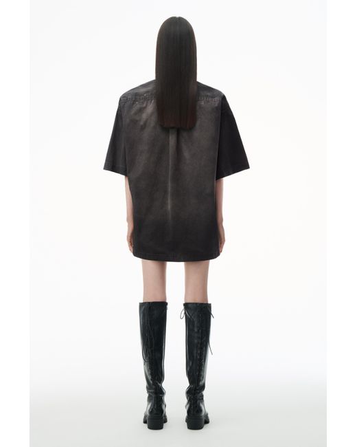 Alexander Wang Black Pre-styled Short Sleeve Minidress In Cotton