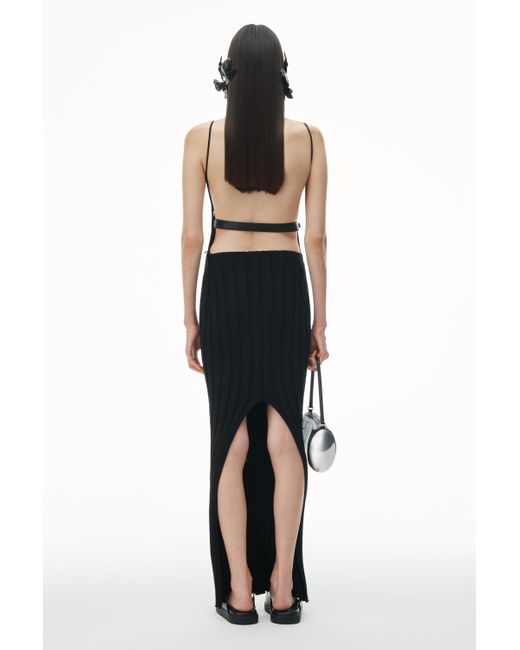 Alexander Wang Blue Ribbed Tank Dress With Leather Belt