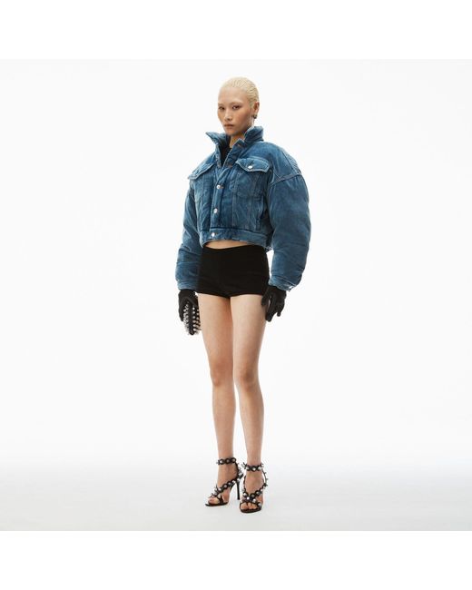 Alexander Wang Down Trucker Jacket in Blue | Lyst