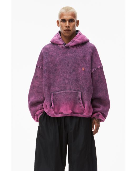 Alexander Wang Purple Puff Hooded Sweatshirt In Terry